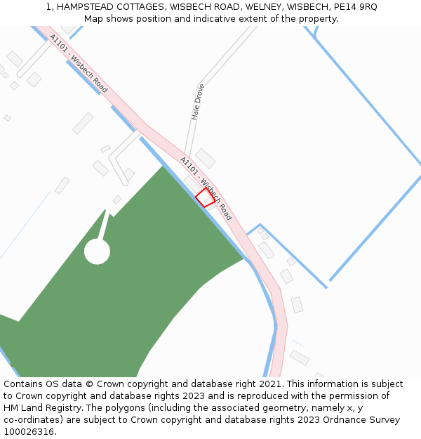1, HAMPSTEAD COTTAGES, WISBECH ROAD, WELNEY, WISBECH, PE14 9RQ: Location map and indicative extent of plot