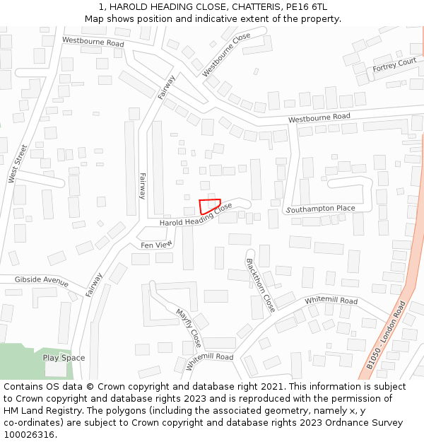 1, HAROLD HEADING CLOSE, CHATTERIS, PE16 6TL: Location map and indicative extent of plot