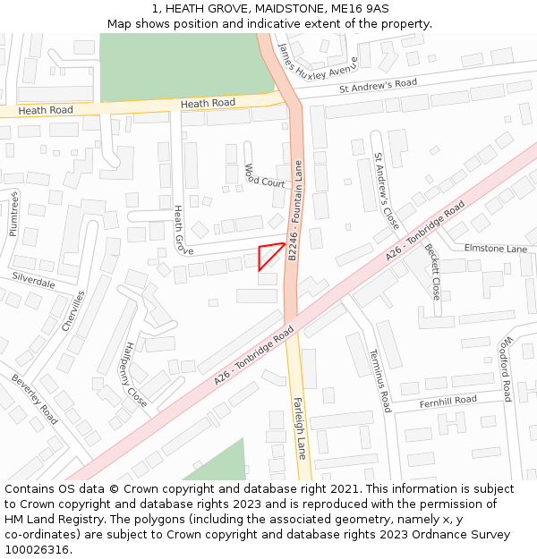 1, HEATH GROVE, MAIDSTONE, ME16 9AS: Location map and indicative extent of plot