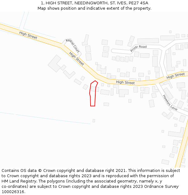 1, HIGH STREET, NEEDINGWORTH, ST. IVES, PE27 4SA: Location map and indicative extent of plot