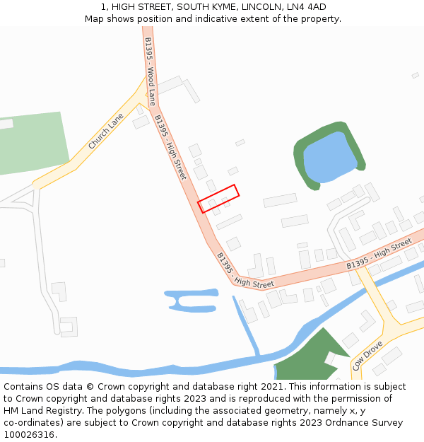 1, HIGH STREET, SOUTH KYME, LINCOLN, LN4 4AD: Location map and indicative extent of plot