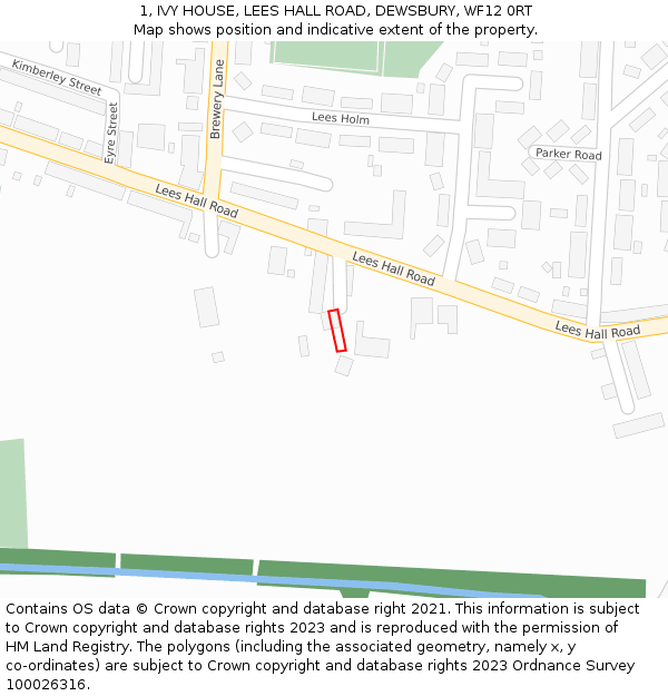 1, IVY HOUSE, LEES HALL ROAD, DEWSBURY, WF12 0RT: Location map and indicative extent of plot