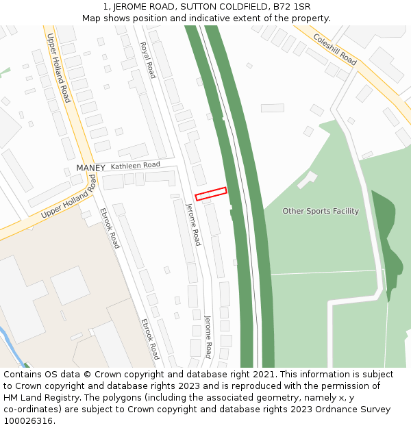 1, JEROME ROAD, SUTTON COLDFIELD, B72 1SR: Location map and indicative extent of plot