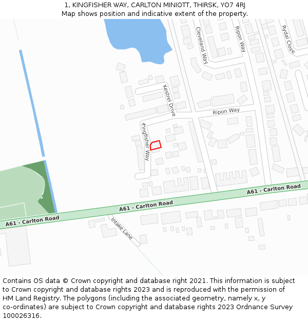 1, KINGFISHER WAY, CARLTON MINIOTT, THIRSK, YO7 4RJ: Location map and indicative extent of plot
