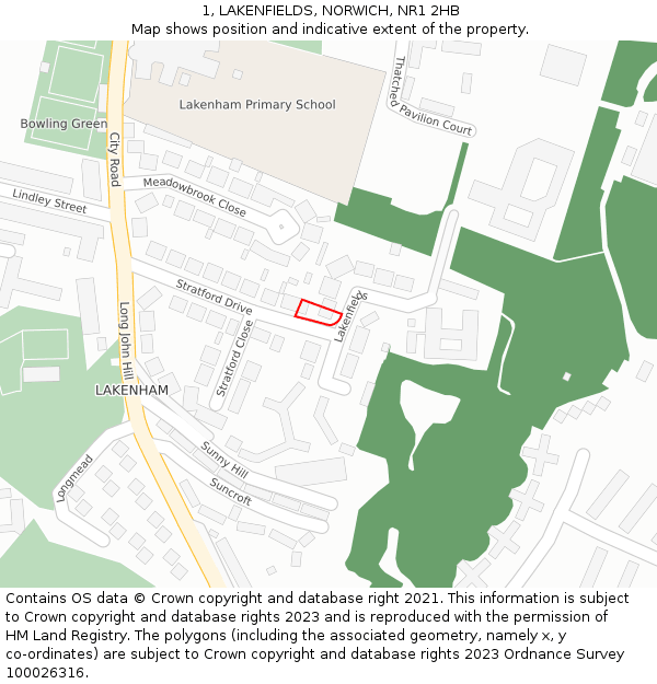 1, LAKENFIELDS, NORWICH, NR1 2HB: Location map and indicative extent of plot