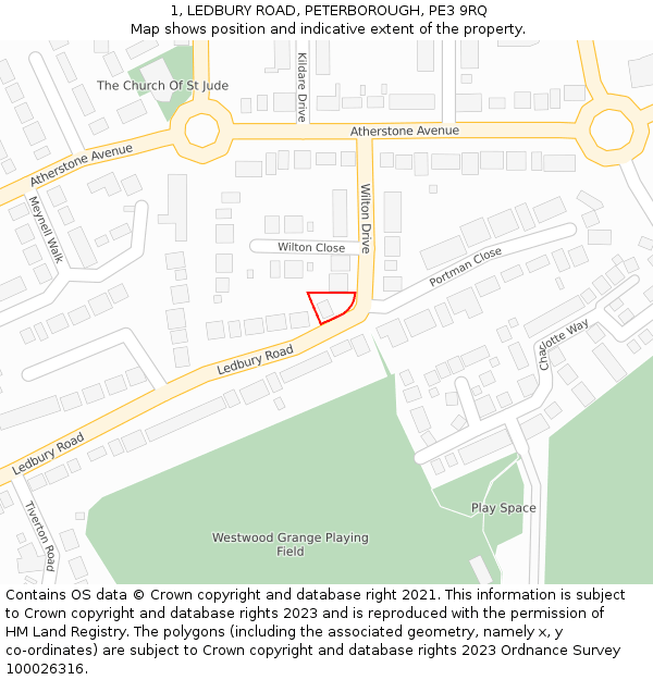 1, LEDBURY ROAD, PETERBOROUGH, PE3 9RQ: Location map and indicative extent of plot