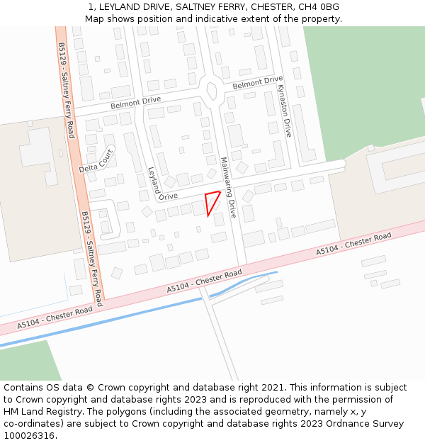 1, LEYLAND DRIVE, SALTNEY FERRY, CHESTER, CH4 0BG: Location map and indicative extent of plot