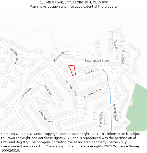 1, LIME GROVE, LITTLEBOROUGH, OL15 8RP: Location map and indicative extent of plot