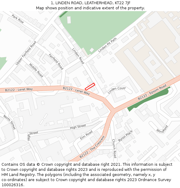 1, LINDEN ROAD, LEATHERHEAD, KT22 7JF: Location map and indicative extent of plot