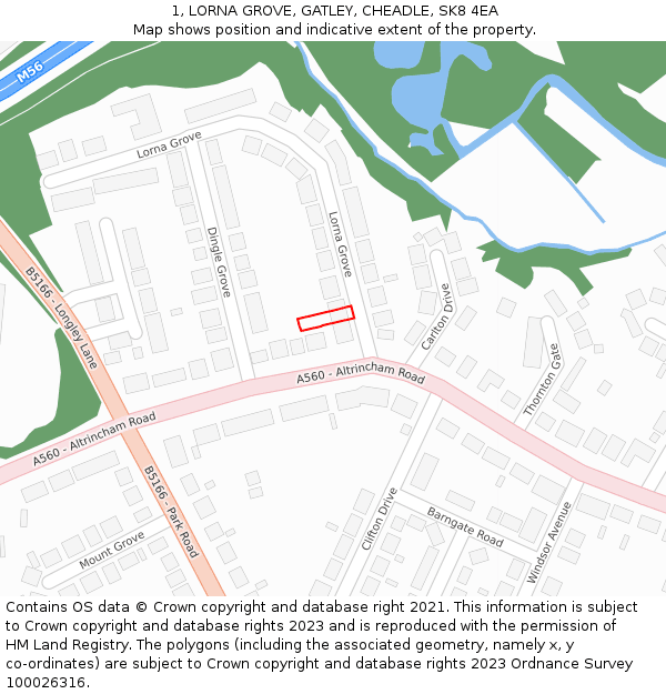 1, LORNA GROVE, GATLEY, CHEADLE, SK8 4EA: Location map and indicative extent of plot
