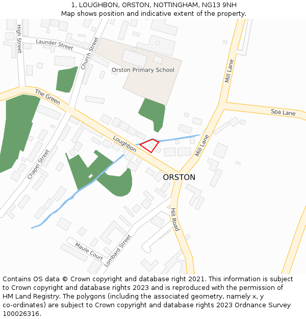 1, LOUGHBON, ORSTON, NOTTINGHAM, NG13 9NH: Location map and indicative extent of plot