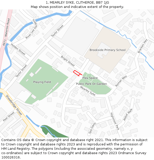 1, MEARLEY SYKE, CLITHEROE, BB7 1JG: Location map and indicative extent of plot