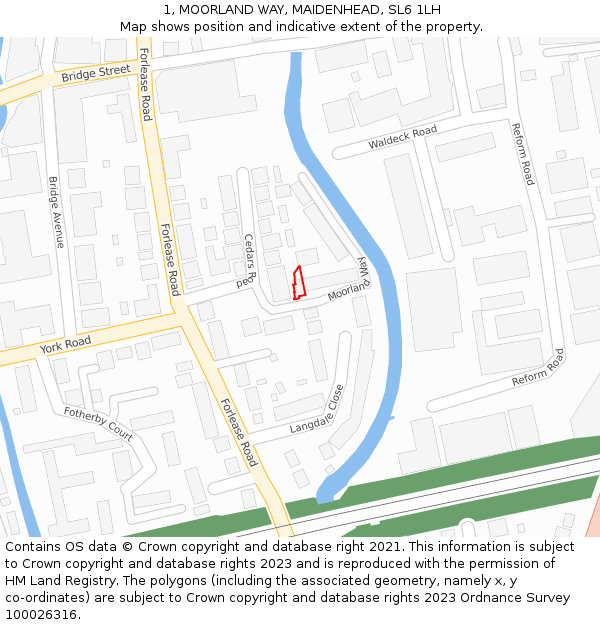 1, MOORLAND WAY, MAIDENHEAD, SL6 1LH: Location map and indicative extent of plot