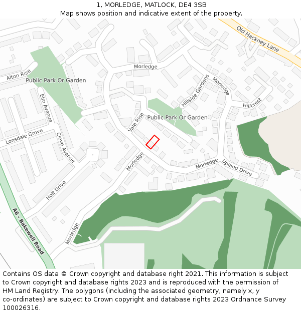 1, MORLEDGE, MATLOCK, DE4 3SB: Location map and indicative extent of plot