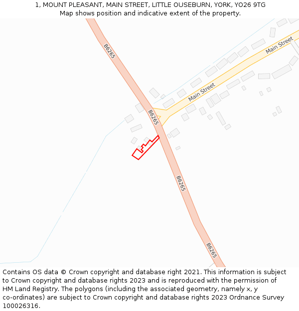 1, MOUNT PLEASANT, MAIN STREET, LITTLE OUSEBURN, YORK, YO26 9TG: Location map and indicative extent of plot