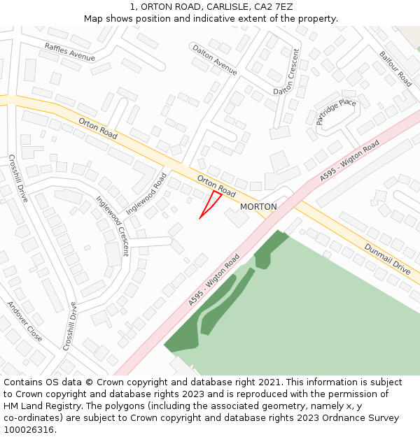 1, ORTON ROAD, CARLISLE, CA2 7EZ: Location map and indicative extent of plot