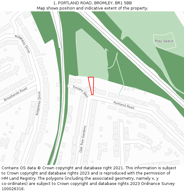 1, PORTLAND ROAD, BROMLEY, BR1 5BB: Location map and indicative extent of plot