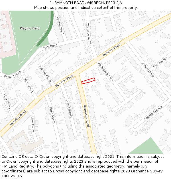 1, RAMNOTH ROAD, WISBECH, PE13 2JA: Location map and indicative extent of plot