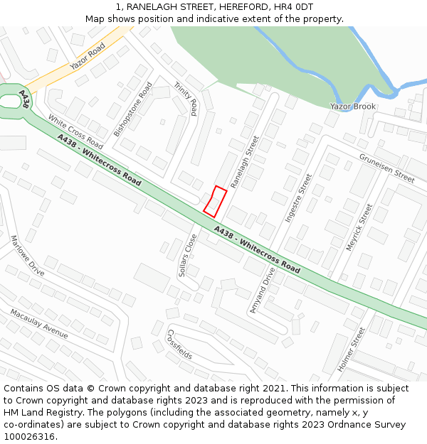 1, RANELAGH STREET, HEREFORD, HR4 0DT: Location map and indicative extent of plot