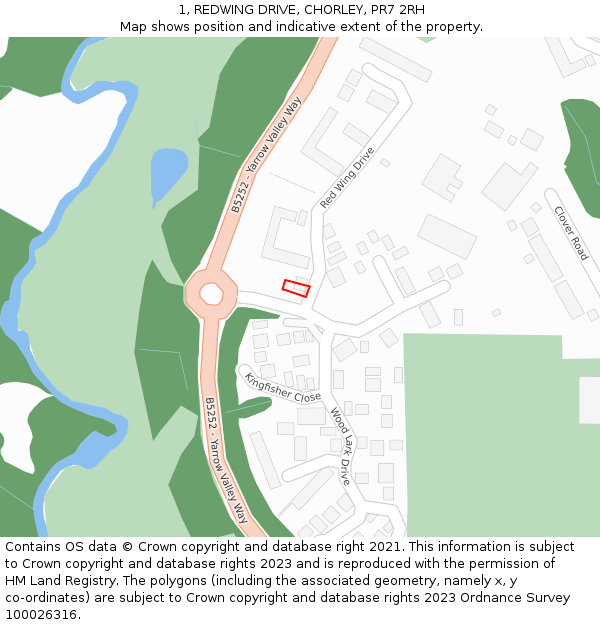 1, REDWING DRIVE, CHORLEY, PR7 2RH: Location map and indicative extent of plot