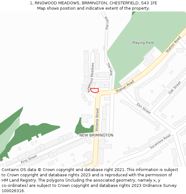 1, RINGWOOD MEADOWS, BRIMINGTON, CHESTERFIELD, S43 1FE: Location map and indicative extent of plot