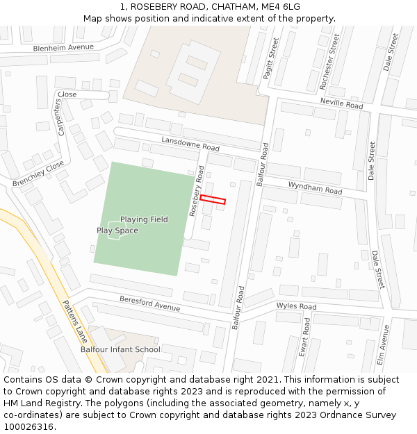 1, ROSEBERY ROAD, CHATHAM, ME4 6LG: Location map and indicative extent of plot