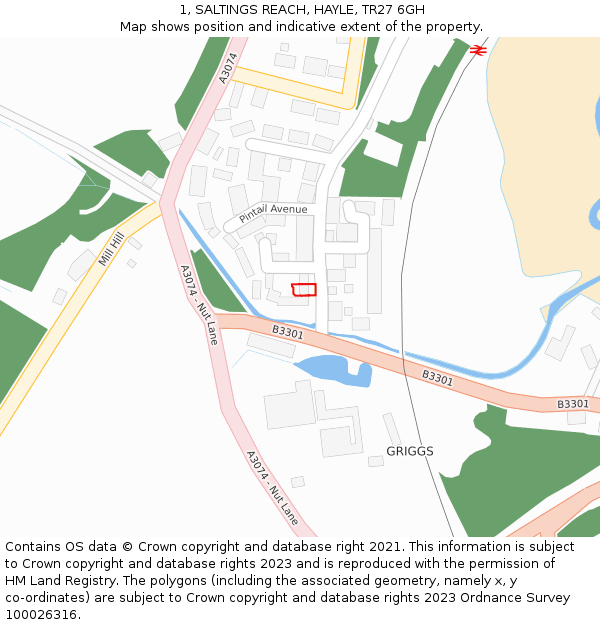 1, SALTINGS REACH, HAYLE, TR27 6GH: Location map and indicative extent of plot