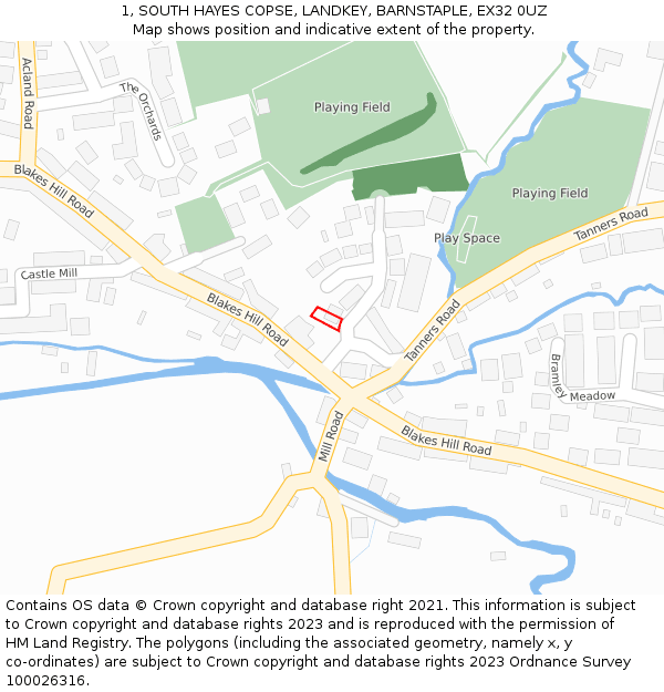 1, SOUTH HAYES COPSE, LANDKEY, BARNSTAPLE, EX32 0UZ: Location map and indicative extent of plot