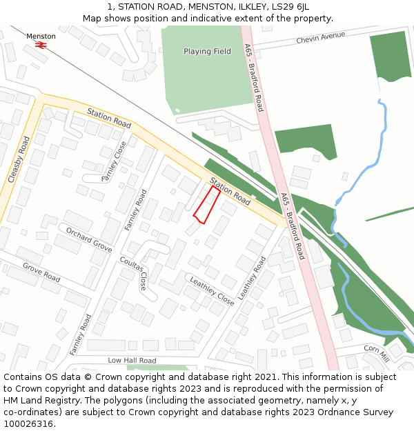 1, STATION ROAD, MENSTON, ILKLEY, LS29 6JL: Location map and indicative extent of plot