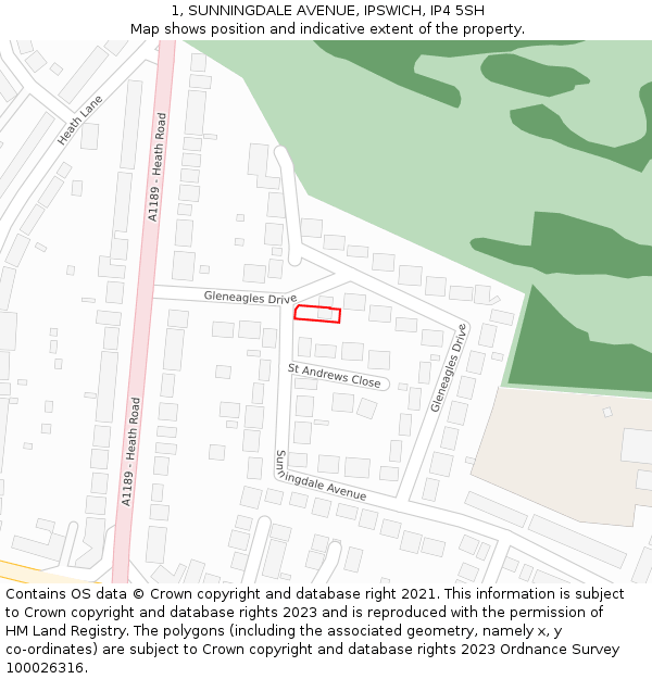 1, SUNNINGDALE AVENUE, IPSWICH, IP4 5SH: Location map and indicative extent of plot