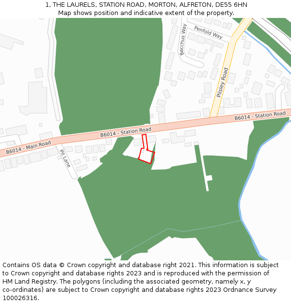 1, THE LAURELS, STATION ROAD, MORTON, ALFRETON, DE55 6HN: Location map and indicative extent of plot