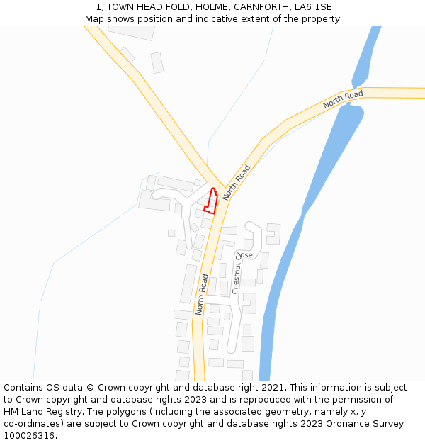 1, TOWN HEAD FOLD, HOLME, CARNFORTH, LA6 1SE: Location map and indicative extent of plot