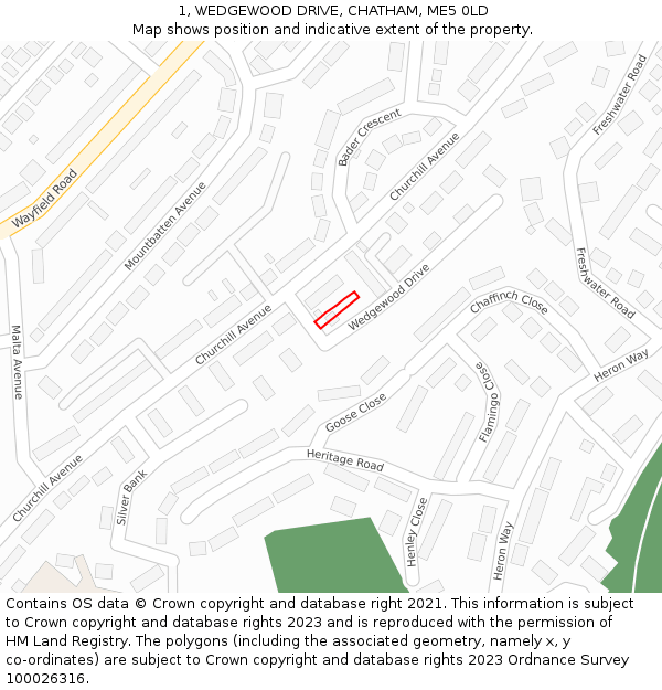 1, WEDGEWOOD DRIVE, CHATHAM, ME5 0LD: Location map and indicative extent of plot