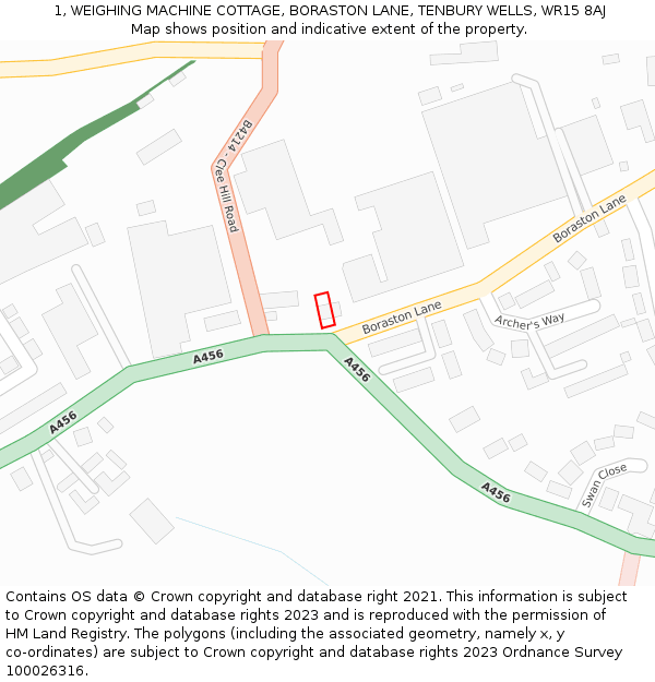 1, WEIGHING MACHINE COTTAGE, BORASTON LANE, TENBURY WELLS, WR15 8AJ: Location map and indicative extent of plot