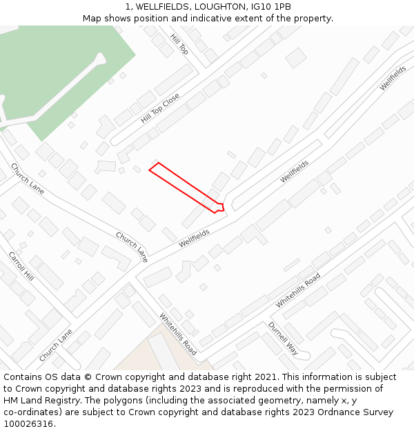 1, WELLFIELDS, LOUGHTON, IG10 1PB: Location map and indicative extent of plot