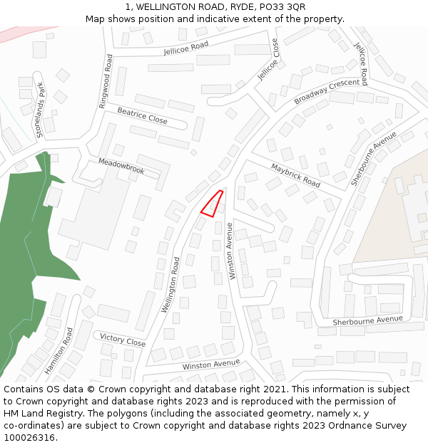 1, WELLINGTON ROAD, RYDE, PO33 3QR: Location map and indicative extent of plot