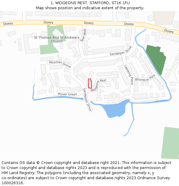 1, WIDGEONS REST, STAFFORD, ST16 1FU: Location map and indicative extent of plot