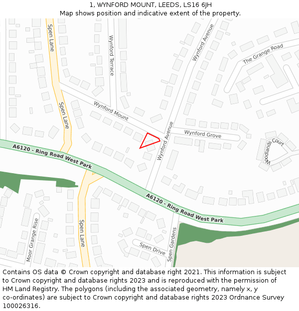 1, WYNFORD MOUNT, LEEDS, LS16 6JH: Location map and indicative extent of plot