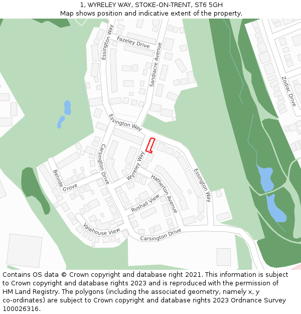 1, WYRELEY WAY, STOKE-ON-TRENT, ST6 5GH: Location map and indicative extent of plot