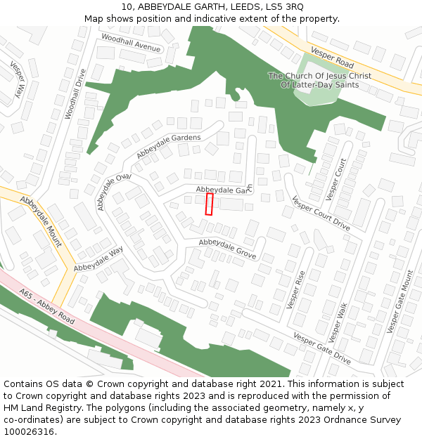 10, ABBEYDALE GARTH, LEEDS, LS5 3RQ: Location map and indicative extent of plot