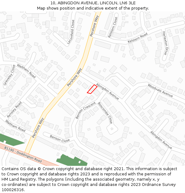 10, ABINGDON AVENUE, LINCOLN, LN6 3LE: Location map and indicative extent of plot