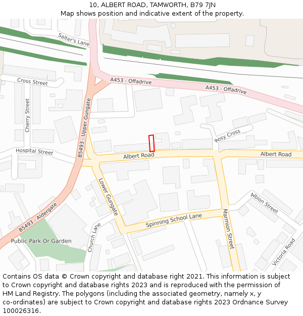 10, ALBERT ROAD, TAMWORTH, B79 7JN: Location map and indicative extent of plot
