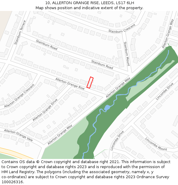 10, ALLERTON GRANGE RISE, LEEDS, LS17 6LH: Location map and indicative extent of plot