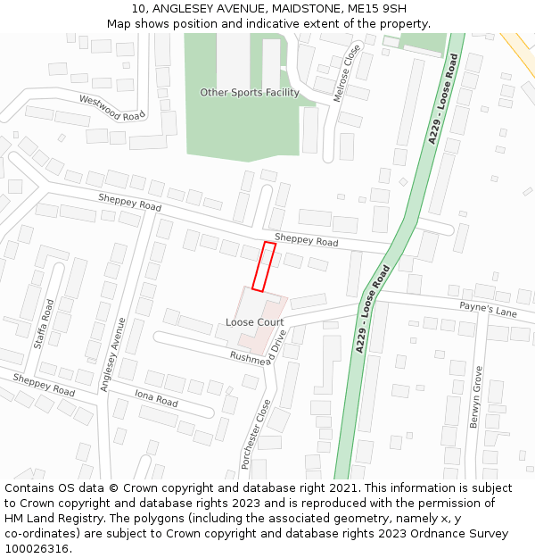 10, ANGLESEY AVENUE, MAIDSTONE, ME15 9SH: Location map and indicative extent of plot