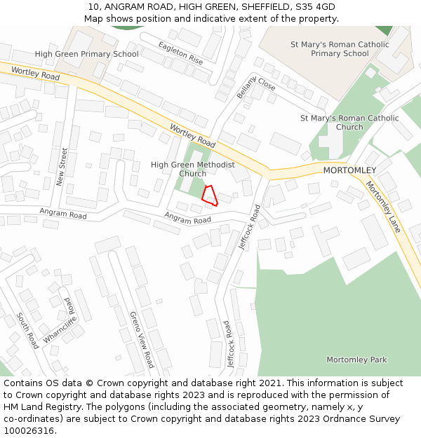 10, ANGRAM ROAD, HIGH GREEN, SHEFFIELD, S35 4GD: Location map and indicative extent of plot