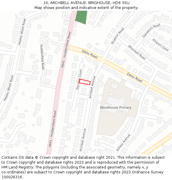 10, ARCHBELL AVENUE, BRIGHOUSE, HD6 3SU: Location map and indicative extent of plot