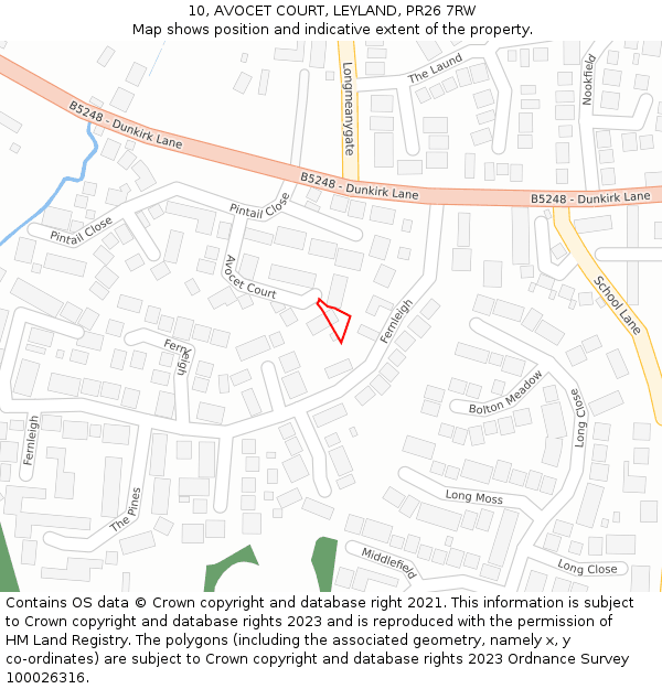 10, AVOCET COURT, LEYLAND, PR26 7RW: Location map and indicative extent of plot