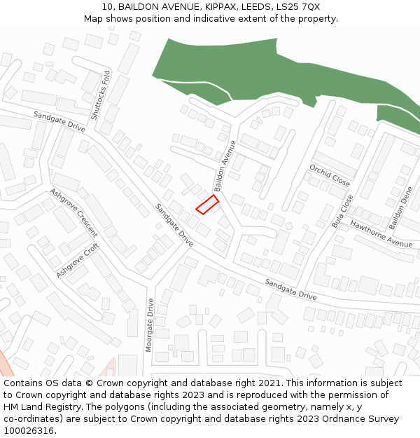 10, BAILDON AVENUE, KIPPAX, LEEDS, LS25 7QX: Location map and indicative extent of plot
