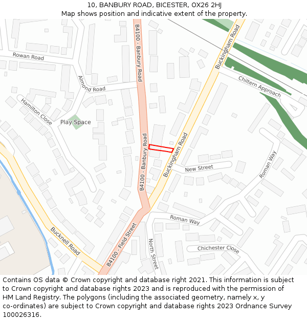 10, BANBURY ROAD, BICESTER, OX26 2HJ: Location map and indicative extent of plot