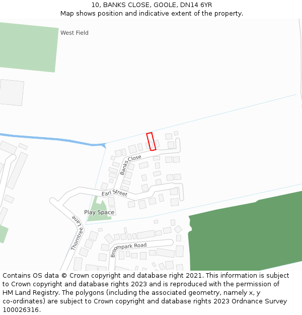 10, BANKS CLOSE, GOOLE, DN14 6YR: Location map and indicative extent of plot